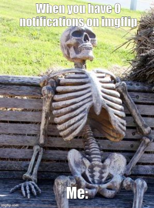 100 years later... | When you have 0 notifications on imgflip; Me: | image tagged in memes,waiting skeleton | made w/ Imgflip meme maker