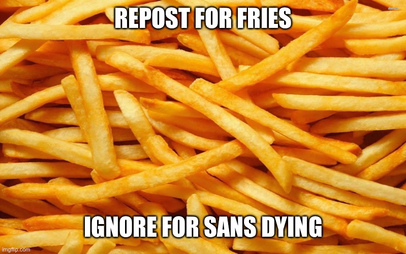 French Fries | REPOST FOR FRIES; IGNORE FOR SANS DYING | image tagged in french fries | made w/ Imgflip meme maker