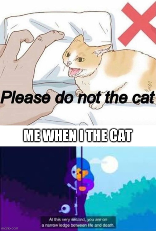 read the tags | ME WHEN I THE CAT | image tagged in please do not the cat,never gonna give you up,never gonna let you down,get rickrolled lol | made w/ Imgflip meme maker