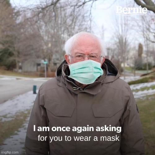 Bernie I Am Once Again Asking For Your Support Meme | for you to wear a mask | image tagged in memes,bernie i am once again asking for your support | made w/ Imgflip meme maker