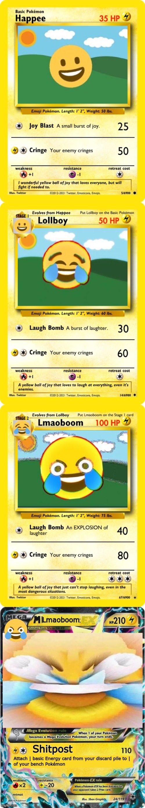 Behold, the Emoji Pokemon! | image tagged in memes,fake cards,pokemon,emojis | made w/ Imgflip meme maker