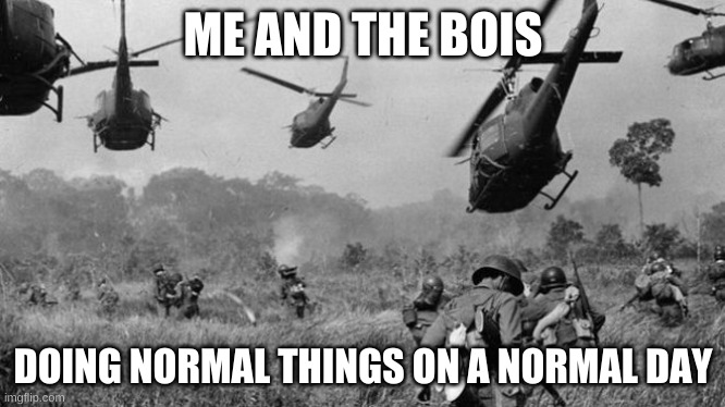 Vietnam | ME AND THE BOIS; DOING NORMAL THINGS ON A NORMAL DAY | image tagged in vietnam | made w/ Imgflip meme maker
