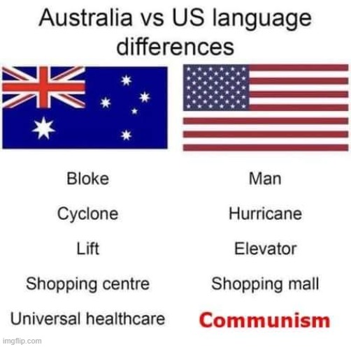 right this is america not commie straya maga | image tagged in australia vs us language differences,maga,communist,australia,meanwhile in australia,repost | made w/ Imgflip meme maker