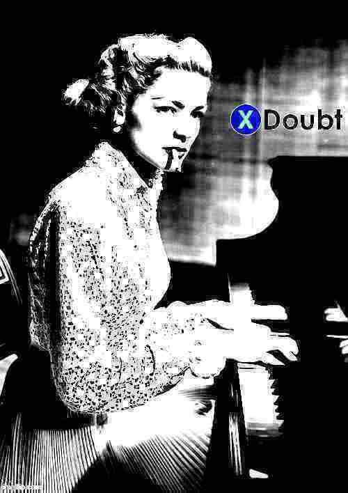 X doubt Lauren Bacall piano deep-fried 1 Blank Meme Template