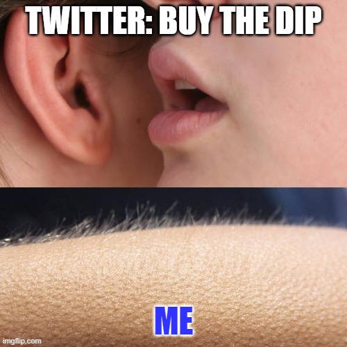 Somehow $AMC has made it's way into imgflip | TWITTER: BUY THE DIP; ME | image tagged in whisper and goosebumps,amc theatres,amc,wallstreetbets | made w/ Imgflip meme maker