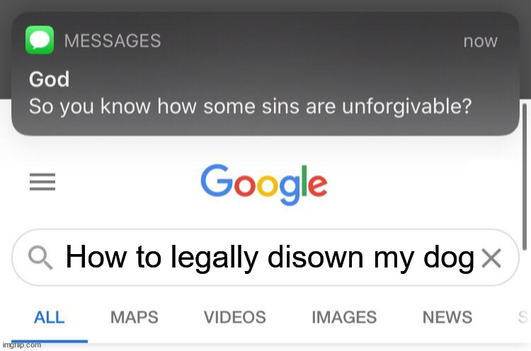 So you know how some sins are unforgivable? | How to legally disown my dog | image tagged in so you know how some sins are unforgivable | made w/ Imgflip meme maker