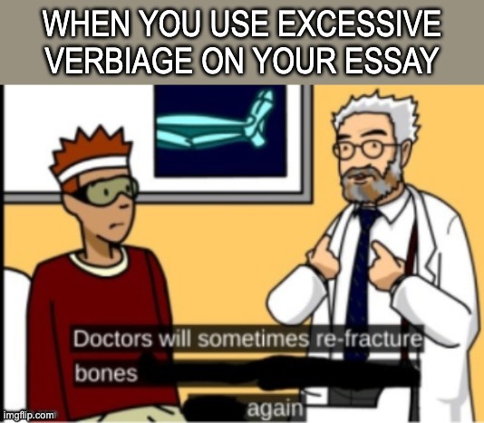 WHEN YOU USE EXCESSIVE VERBIAGE ON YOUR ESSAY | made w/ Imgflip meme maker