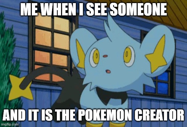 Pokemon Creators | ME WHEN I SEE SOMEONE; AND IT IS THE POKEMON CREATOR | image tagged in running shinx | made w/ Imgflip meme maker