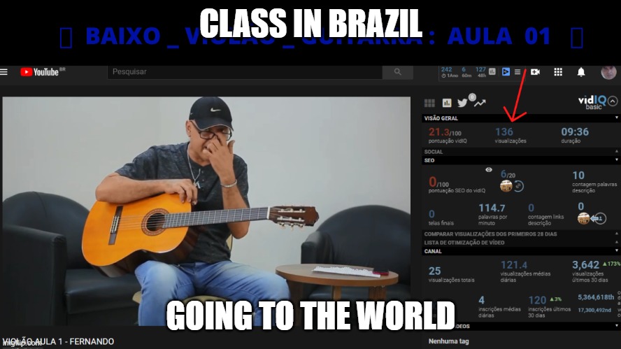 Guitar | CLASS IN BRAZIL; GOING TO THE WORLD | image tagged in guitar | made w/ Imgflip meme maker