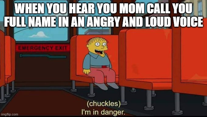 You know what happens next | WHEN YOU HEAR YOU MOM CALL YOU FULL NAME IN AN ANGRY AND LOUD VOICE | image tagged in im in danger,moms | made w/ Imgflip meme maker