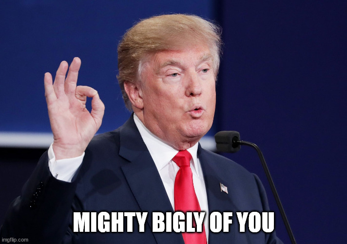 BIGLY | MIGHTY BIGLY OF YOU | image tagged in bigly | made w/ Imgflip meme maker