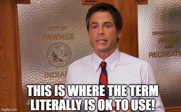 Rob Lowe Literally | THIS IS WHERE THE TERM LITERALLY IS OK TO USE! | image tagged in rob lowe literally | made w/ Imgflip meme maker