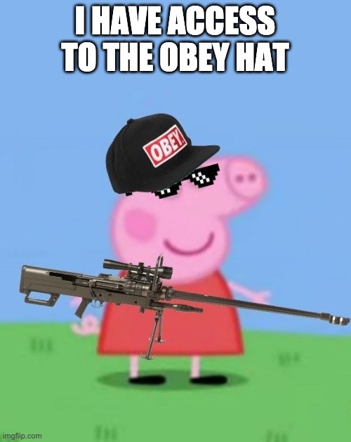 Mlg peppa pig | I HAVE ACCESS TO THE OBEY HAT | image tagged in mlg peppa pig | made w/ Imgflip meme maker