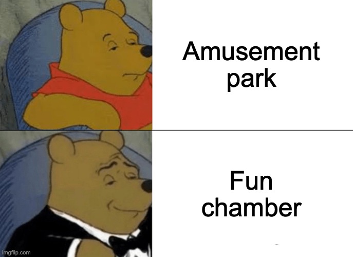 Tuxedo Winnie The Pooh Meme | Amusement park Fun chamber | image tagged in memes,tuxedo winnie the pooh | made w/ Imgflip meme maker