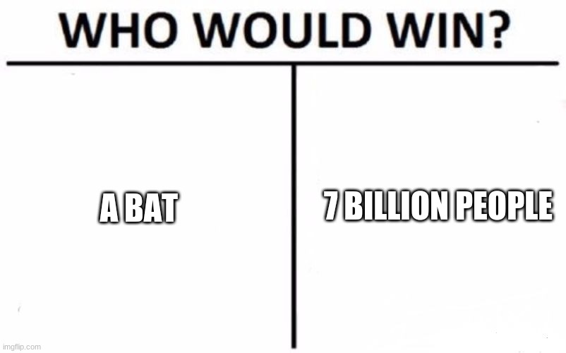 do you get it? | 7 BILLION PEOPLE; A BAT | image tagged in memes,who would win | made w/ Imgflip meme maker