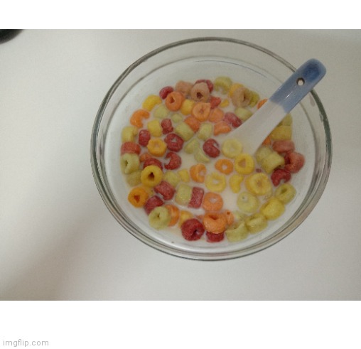 Me having froot loops for breakfast during class ( woke up a lil late ;-; ) | image tagged in froot loops | made w/ Imgflip meme maker