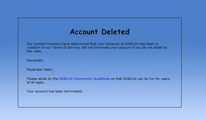 Roblox Account Deleted Blank Template Imgflip - how to contact roblox about a deleted account