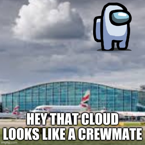 WOW OMG | HEY THAT CLOUD LOOKS LIKE A CREWMATE | image tagged in airplane,among us | made w/ Imgflip meme maker