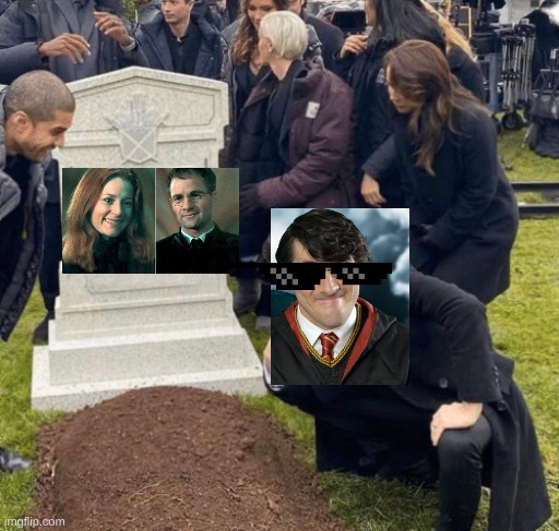 What happened at the funeral of Harry's parents | image tagged in harry potter,grant gustin over grave | made w/ Imgflip meme maker