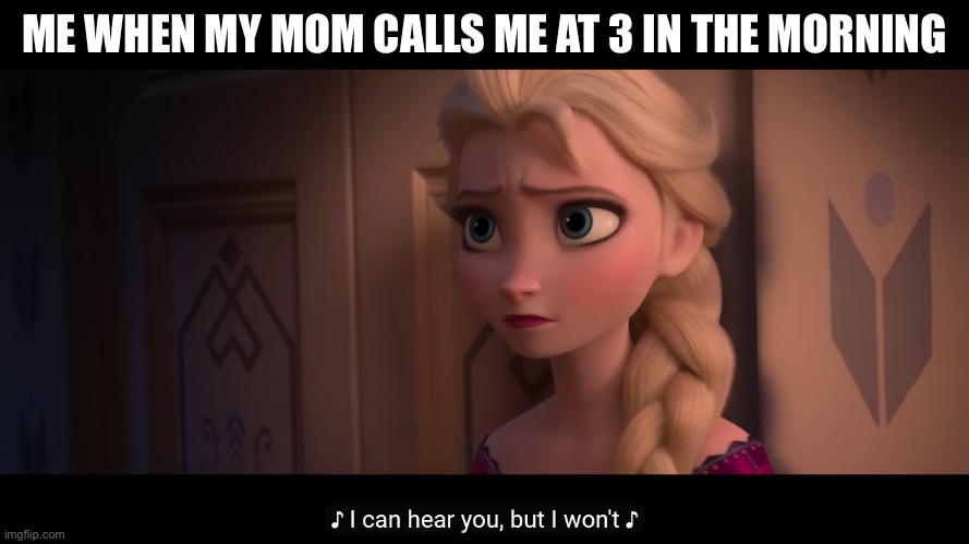 I can hear you, but I won’t | ME WHEN MY MOM CALLS ME AT 3 IN THE MORNING | image tagged in i can hear you but i won t | made w/ Imgflip meme maker