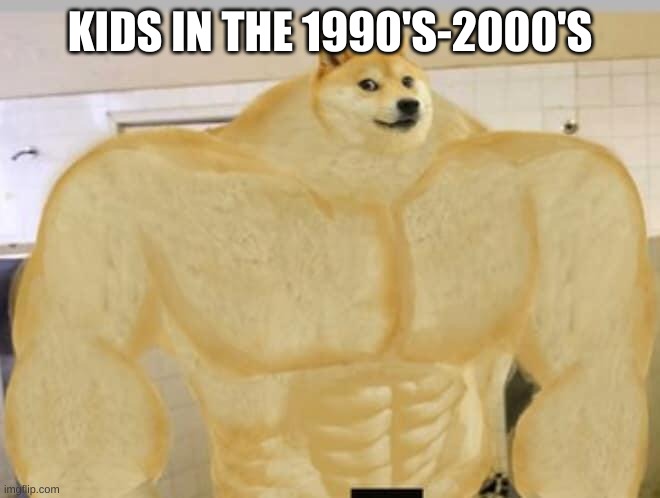 Buff Doge | KIDS IN THE 1990'S-2000'S | image tagged in buff doge | made w/ Imgflip meme maker