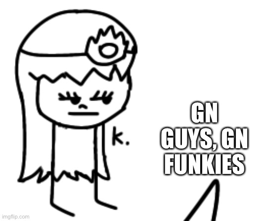 now I call my followers “funkies” | GN GUYS, GN FUNKIES | image tagged in k | made w/ Imgflip meme maker