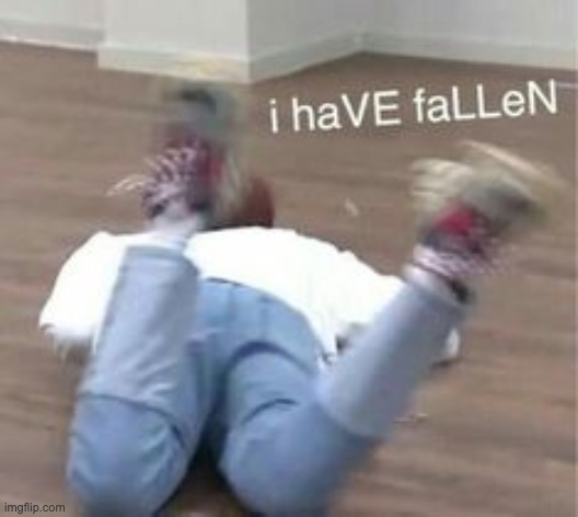 i hAvE faLLeN | image tagged in i have fallen | made w/ Imgflip meme maker