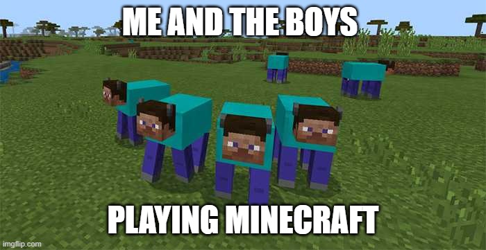 Me and the miners | ME AND THE BOYS; PLAYING MINECRAFT | image tagged in me and the boys | made w/ Imgflip meme maker