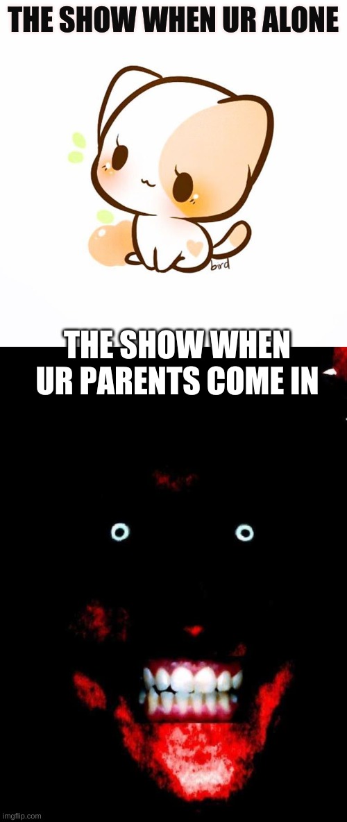 THE SHOW WHEN UR ALONE THE SHOW WHEN UR PARENTS COME IN | made w/ Imgflip meme maker