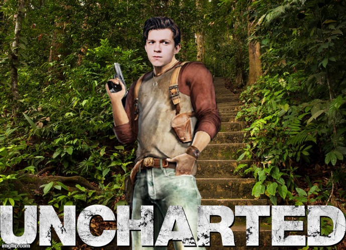 Uncharted | image tagged in tom holland,sony,stazione di gioco | made w/ Imgflip meme maker