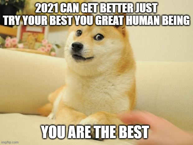 Doge 2 Meme | 2021 CAN GET BETTER JUST TRY YOUR BEST YOU GREAT HUMAN BEING; YOU ARE THE BEST | image tagged in memes,doge 2 | made w/ Imgflip meme maker