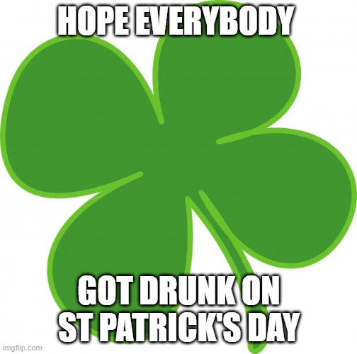 Irish  | HOPE EVERYBODY; GOT DRUNK ON ST PATRICK'S DAY | image tagged in irish | made w/ Imgflip meme maker