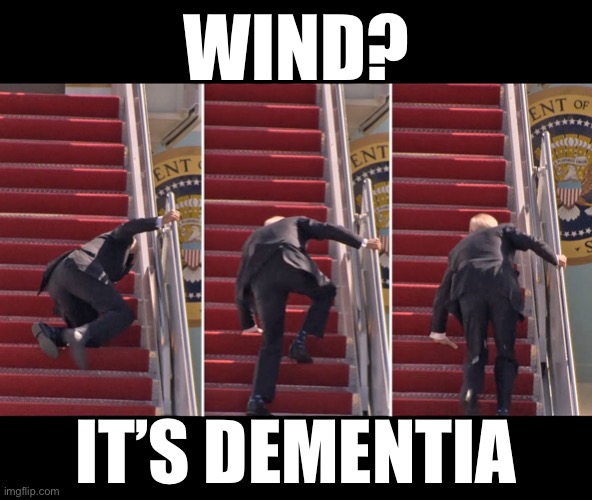 It’s dementia! | WIND? IT’S DEMENTIA | image tagged in joe biden,creepy joe biden,biden,joe biden worries | made w/ Imgflip meme maker