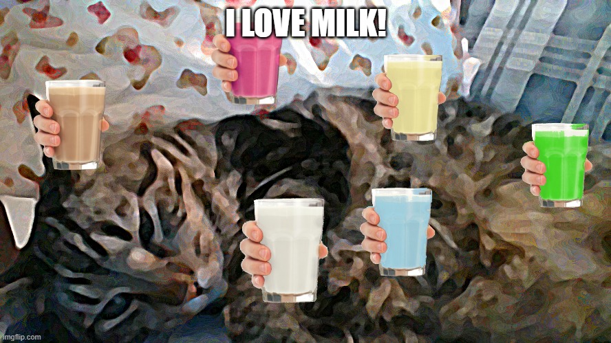 he love milk | I LOVE MILK! | image tagged in zeusers,milk,cute cat | made w/ Imgflip meme maker