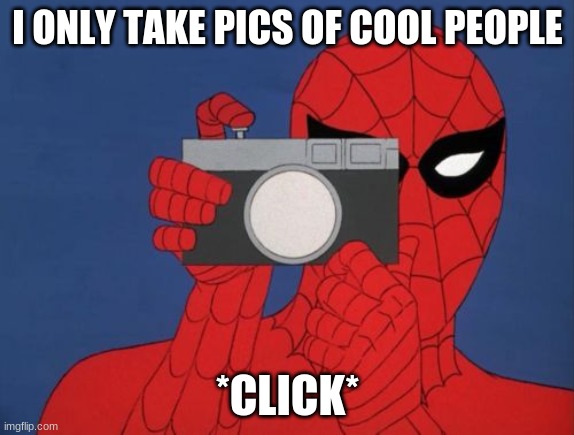 Wholesome | I ONLY TAKE PICS OF COOL PEOPLE; *CLICK* | image tagged in memes,spiderman camera,spiderman | made w/ Imgflip meme maker