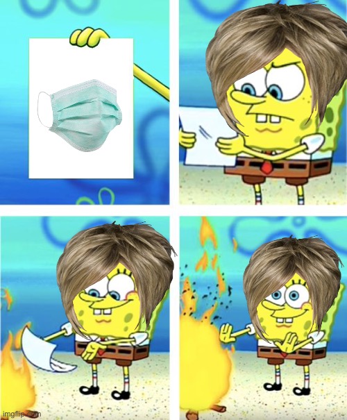 Idk if this is funny | image tagged in spongebob burning paper | made w/ Imgflip meme maker