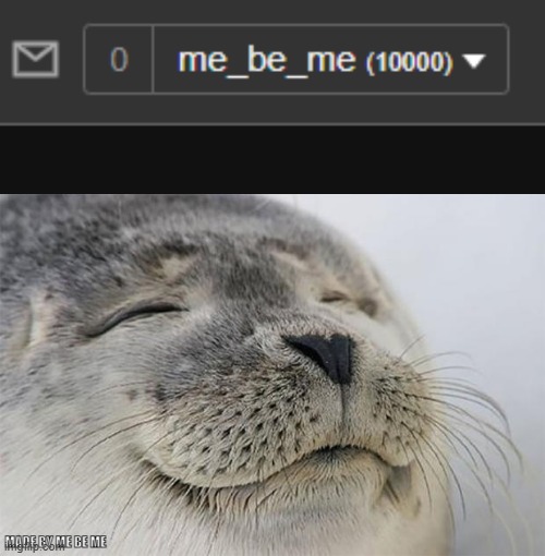 MADE BY ME BE ME | image tagged in memes,satisfied seal | made w/ Imgflip meme maker