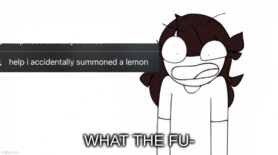 H e l p  I  a c c i d e n t a l l y  s u m m o n e d  a  l e m o n | image tagged in jaiden animations what the fu- | made w/ Imgflip meme maker
