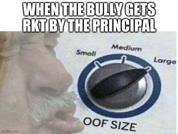 WHEN THE BULLY GETS RKT BY THE PRINCIPAL | image tagged in oof size large | made w/ Imgflip meme maker
