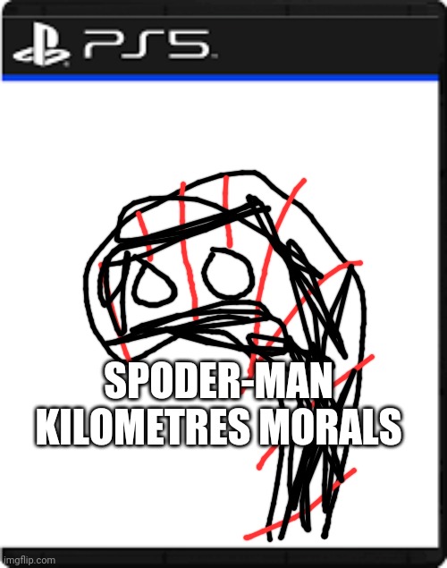 Launch title | SPODER-MAN
KILOMETRES MORALS | image tagged in blank ps5 case | made w/ Imgflip meme maker