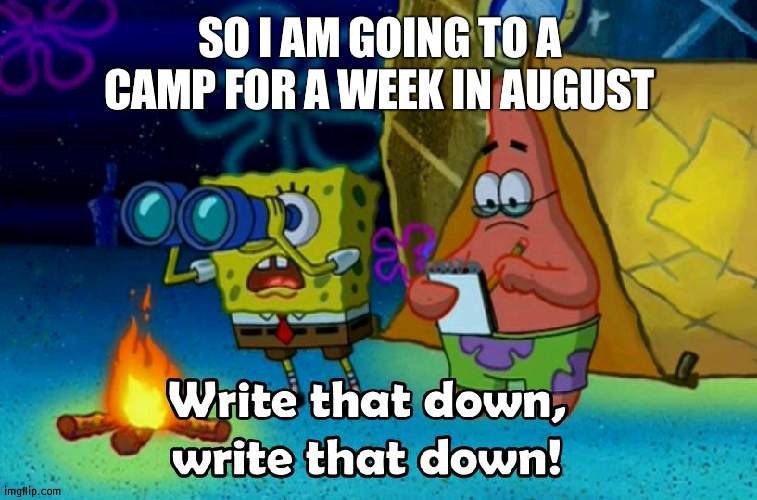Heard there are go-karts there | SO I AM GOING TO A CAMP FOR A WEEK IN AUGUST | image tagged in write that down,kart | made w/ Imgflip meme maker
