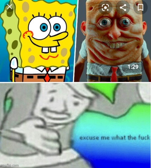 HOLD THE MINECRAFT GOLDEN PICKAXEING UP | image tagged in cursed spongebob,excuse me what the f ck | made w/ Imgflip meme maker