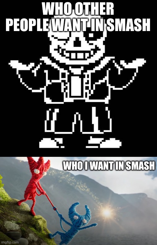 WHO OTHER PEOPLE WANT IN SMASH; WHO I WANT IN SMASH | image tagged in sans undertale | made w/ Imgflip meme maker