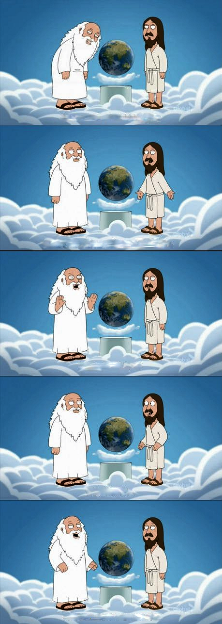 God and Jesus talking about globe Blank Meme Template