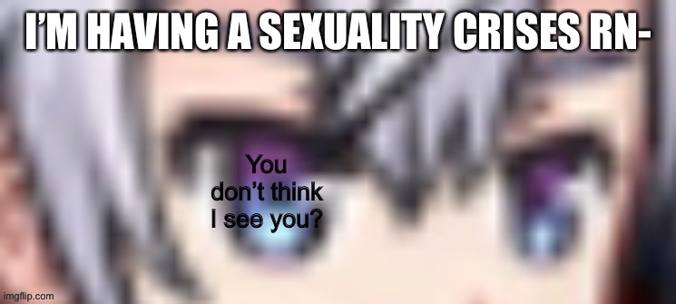 Oop- | I’M HAVING A SEXUALITY CRISES RN- | image tagged in oop- | made w/ Imgflip meme maker