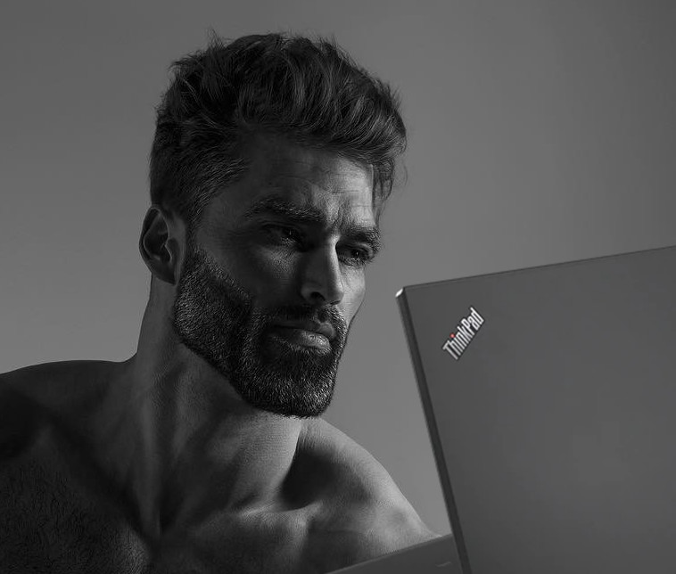 High Quality Giga Chad Laptop Blank Meme Template