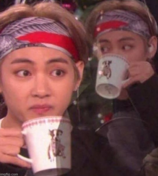 High Quality taehyung sipping tea Blank Meme Template