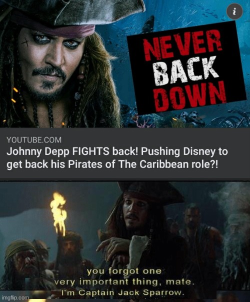 this is a repost from reddit ok im just sharing the news even though its 24 days old | image tagged in captain jack sparrow,johnny depp,never gonna give you up,never gonna let you down,never gonna run around,and desert you | made w/ Imgflip meme maker