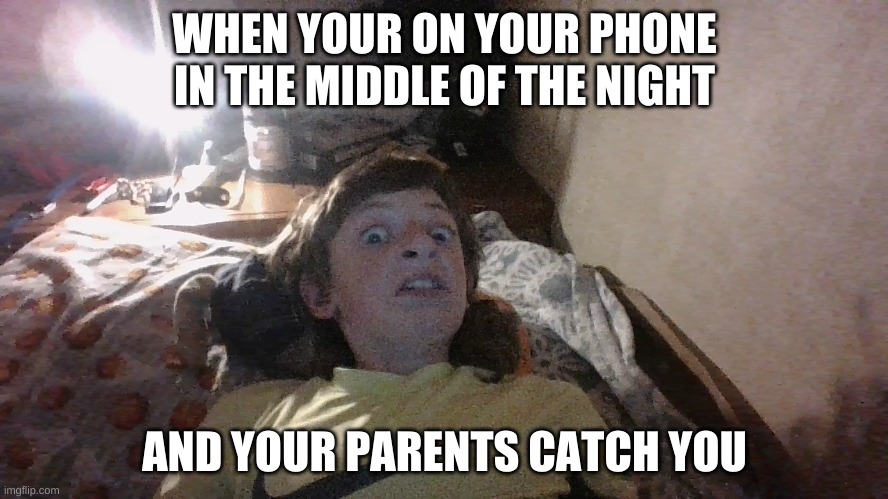 parents | WHEN YOUR ON YOUR PHONE IN THE MIDDLE OF THE NIGHT; AND YOUR PARENTS CATCH YOU | image tagged in memes | made w/ Imgflip meme maker