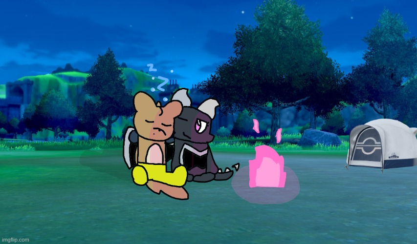 Doggo falls asleep while on a camping trip with cynder | made w/ Imgflip meme maker